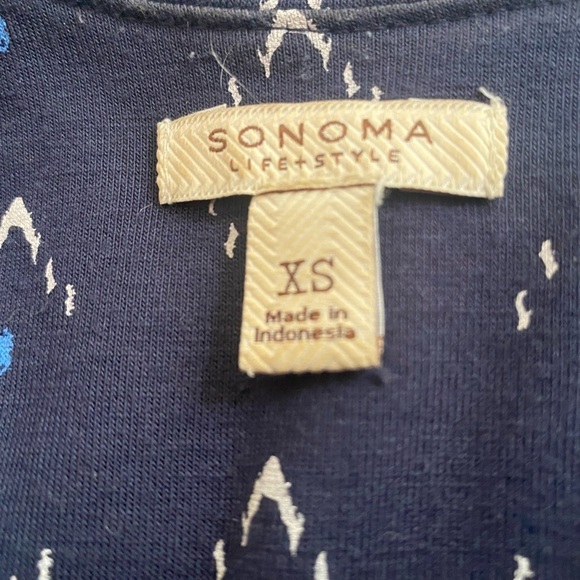 Boho BLUE & WHITE BLOUSON SCOOP NECK SLEEVELESS MAXI DRESS BY SONOMA SZ XS EUC - Picture 8 of 9